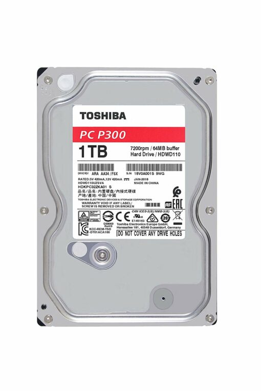 Toshiba Disco Duro Interno Computador 1TB 3.5" P300 HDWD110UZSVA