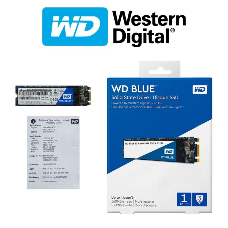 Western Digital Disco SSD 1TB WD Blue 3D NAND, M.2 2280 WDS100T2B0B