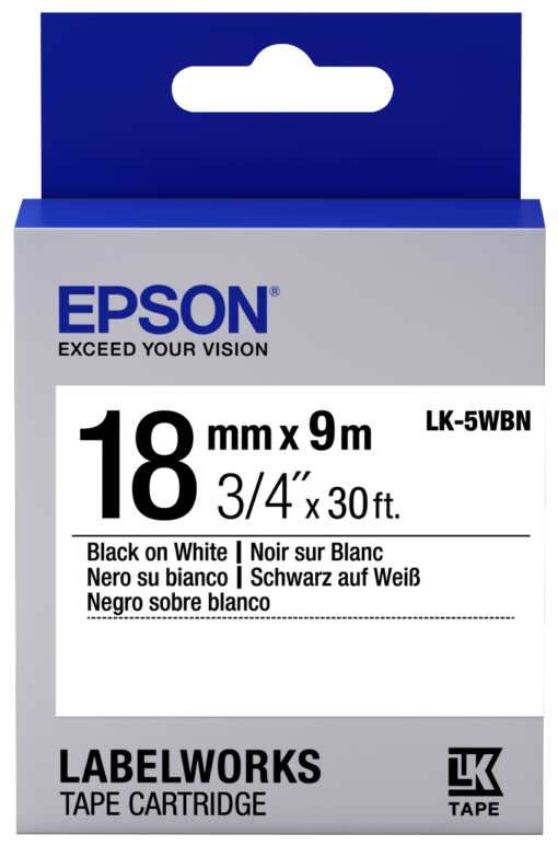 Epson Cinta Negra Blanca LK-5WBN 18mm