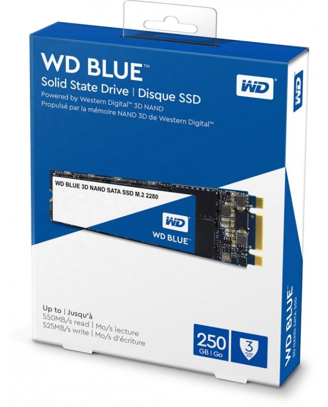 Western Digital Disco SSD 250GB Blue 3D NAND, M.2 2280 WDS250G2B0B